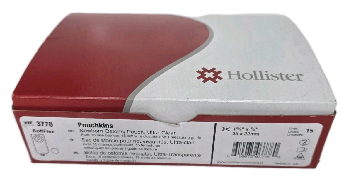 3778 Hollister Pouchkins Newborn One-Piece Ostomy Pouch, Flat Barrier