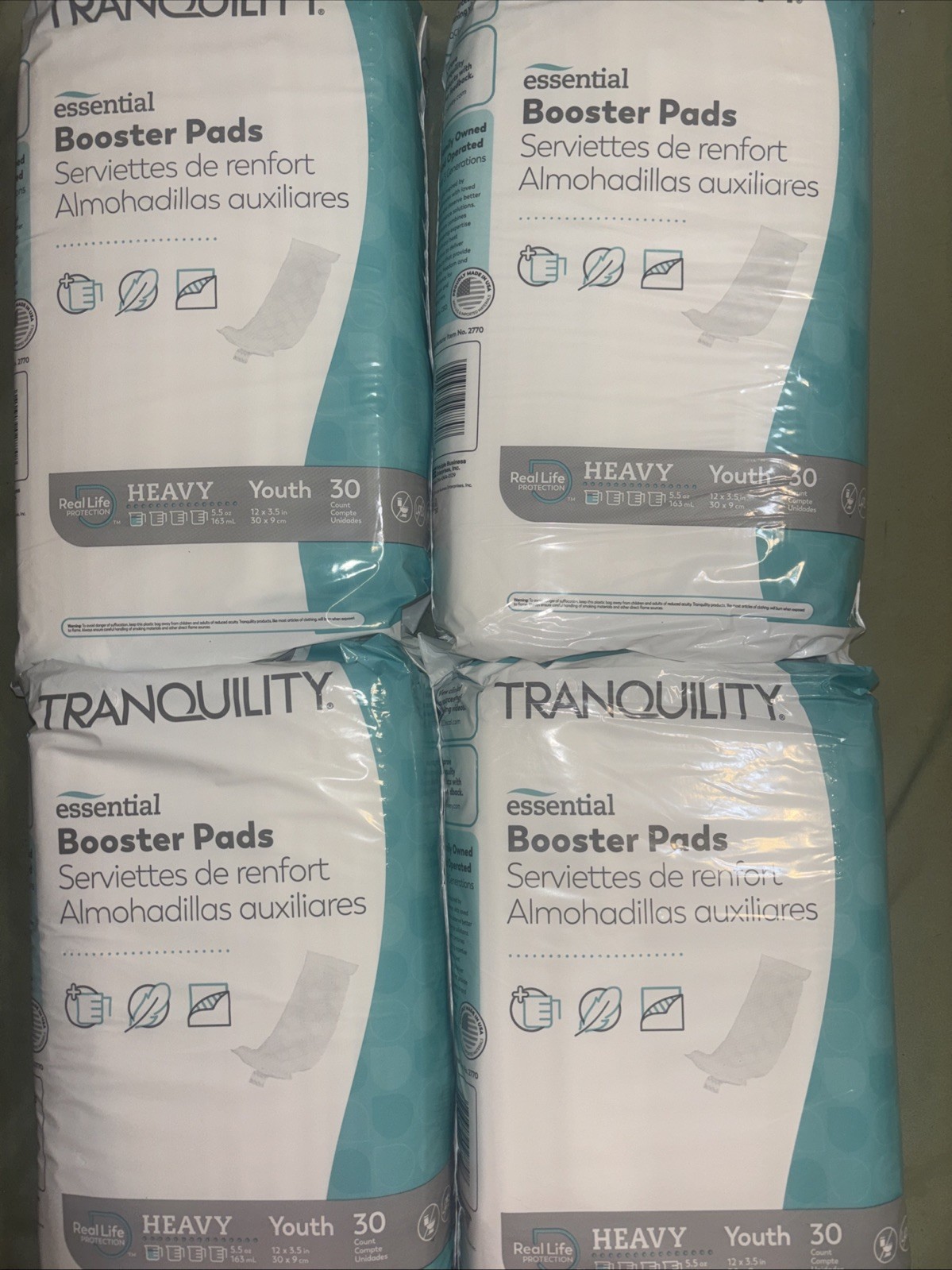 30 COUNT, Booster Pad Tranquility Essential 12×3.5 Heavy, BRAND NEW 4 Bags