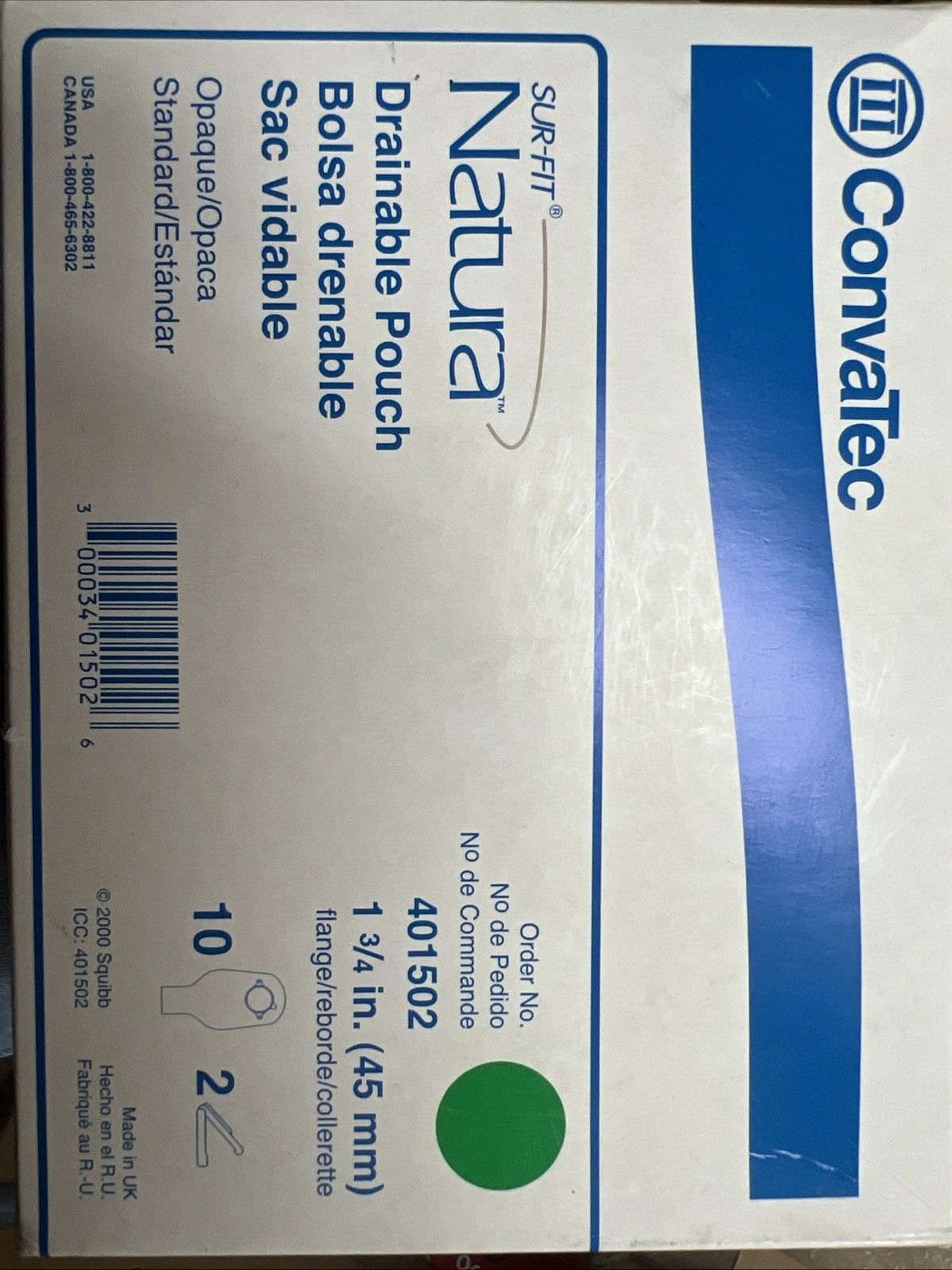 ConvaTec Sur-Fit Natura Drainable Pouch – Pack of 10 (401502)