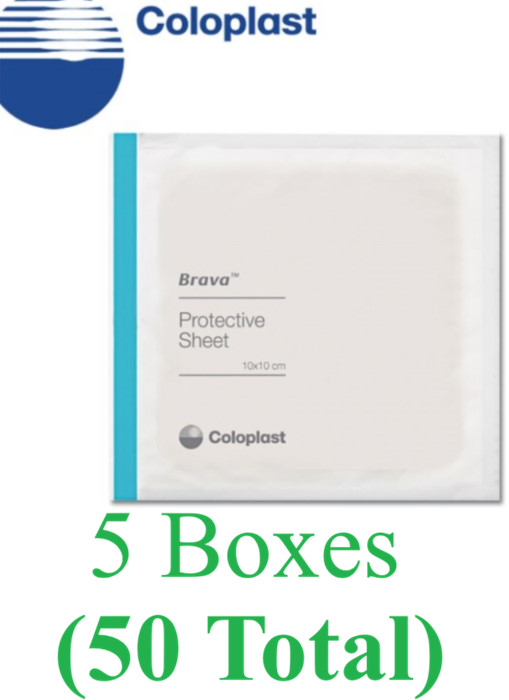 5 PACK (50 Total) – Coloplast 32105 Brava Skin Barrier Protective Sheet 4 x 4 in