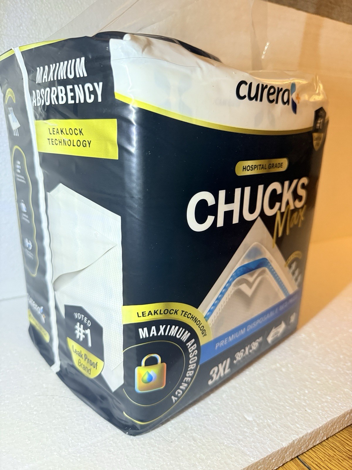 Hospital Grade Bed Pads: Curera Chucks Max 3XL 36×36 4000ml Disposable 10 Ct