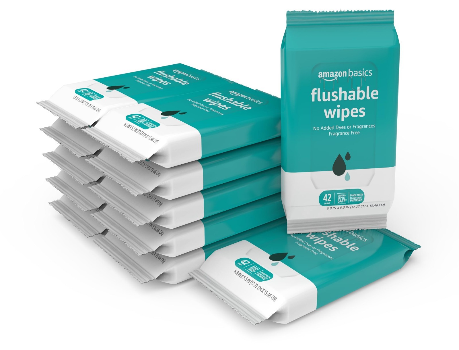 Flushable Adult Toilet Wipes, Fragrance-Free, 504 Count, 12 Packs of 42, Soft &