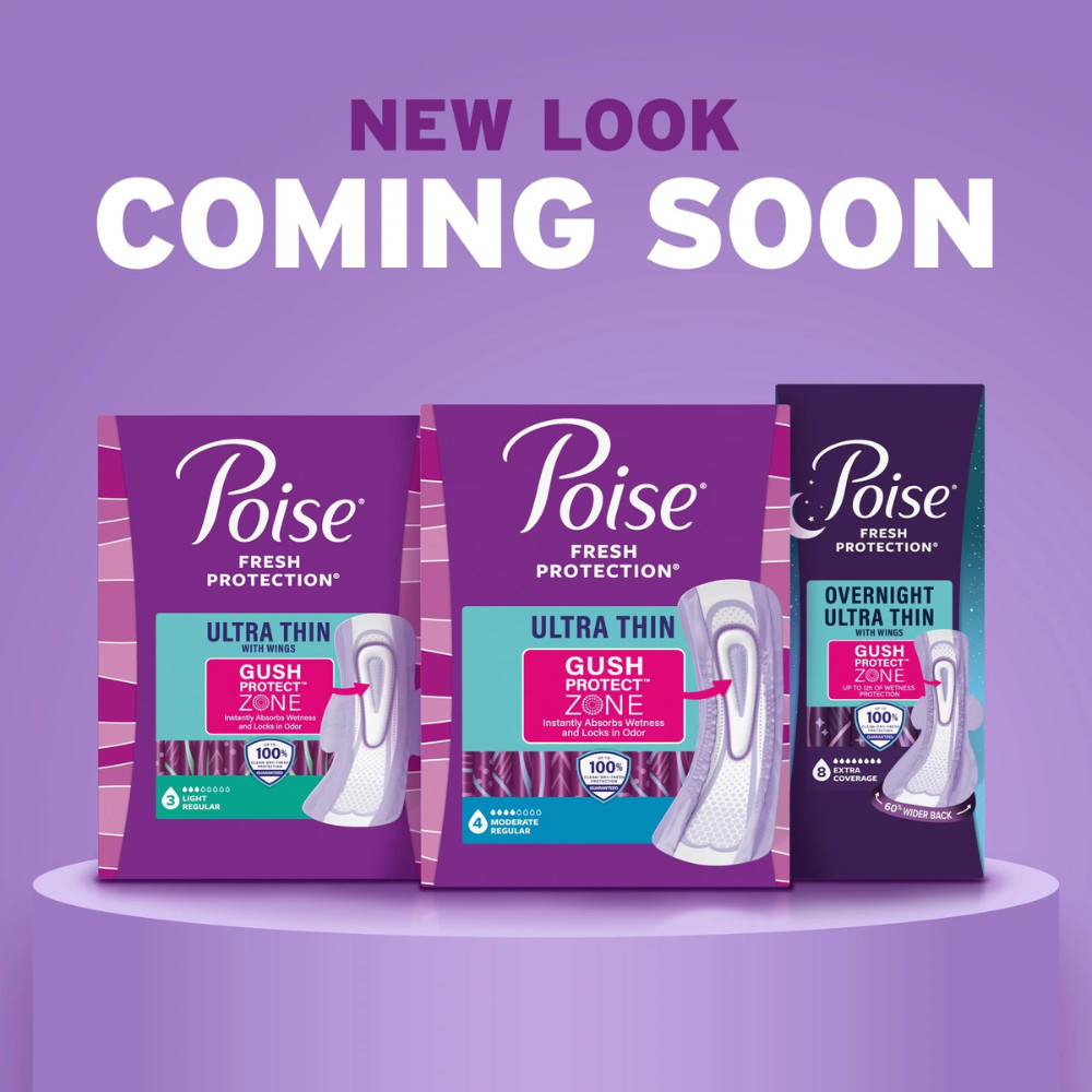 Poise Ultra Thin Incontinence Pads, Light Absorbency, Regular, 48 Count, 2 Pack
