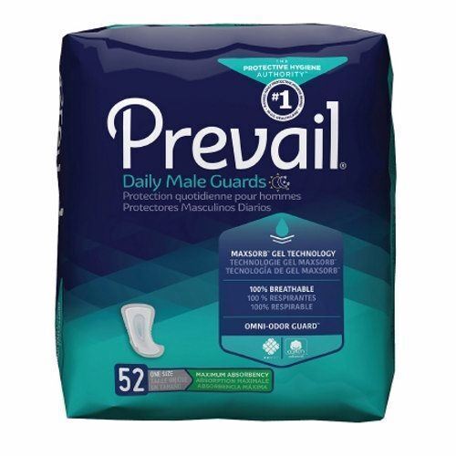 Bladder Control Pad Prevail Daily Male Guards 12-1/2 Inch Length Heavy Absorbenc