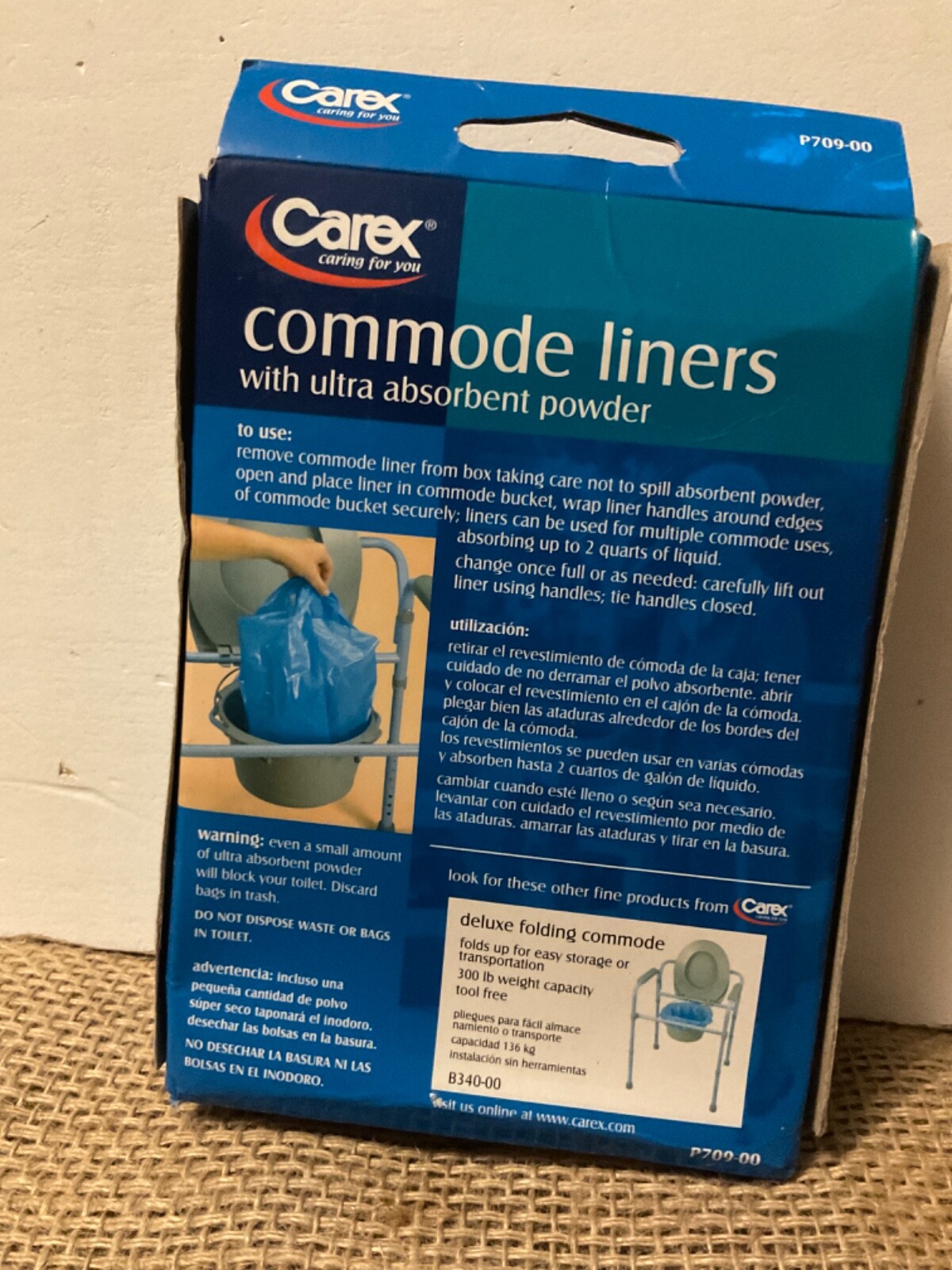 Carex Commode Blue Liners Ultra Disposable Absorbent Powder P709
