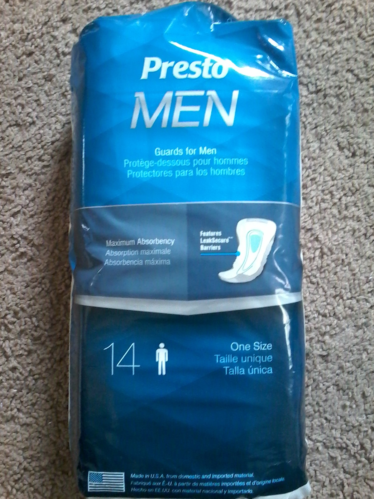 1-Presto For Men/Woman,Maximum Absorbency,12″ And Or Contourplus ( MEDIUM SIZE).