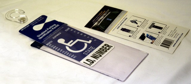 California Handicap Placard Holder & Protector. Sturdy Hook- ON & OFF in a Snap.
