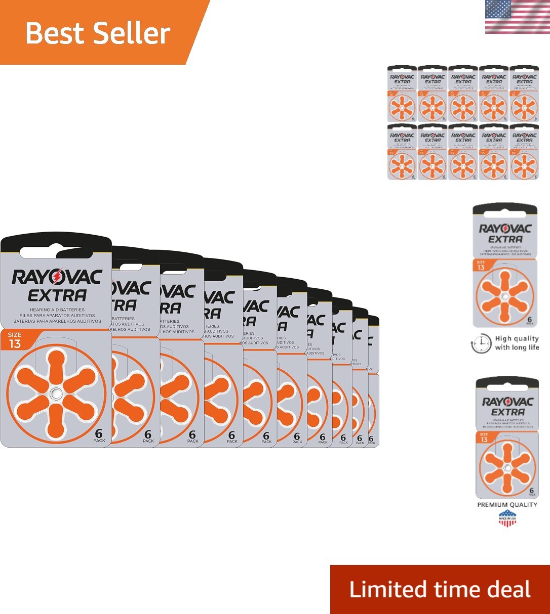 Reliable Rayovac Extra Zinc Air Batteries, 60 Count – Optimal for Hearing Aids