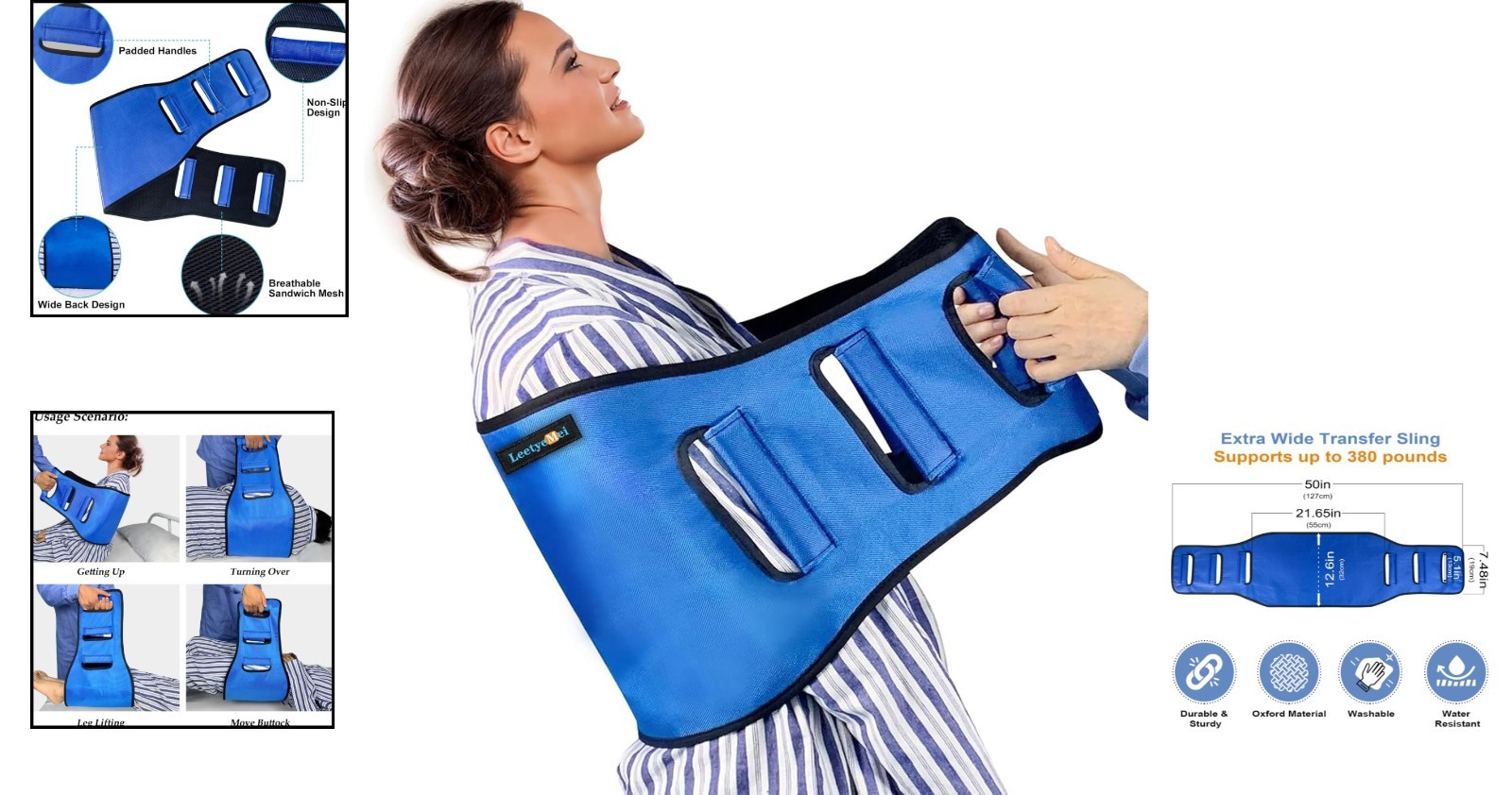 Comfortable Padded Gait Belt Transfer Sling for Safe Mobility – Supports 330 lbs