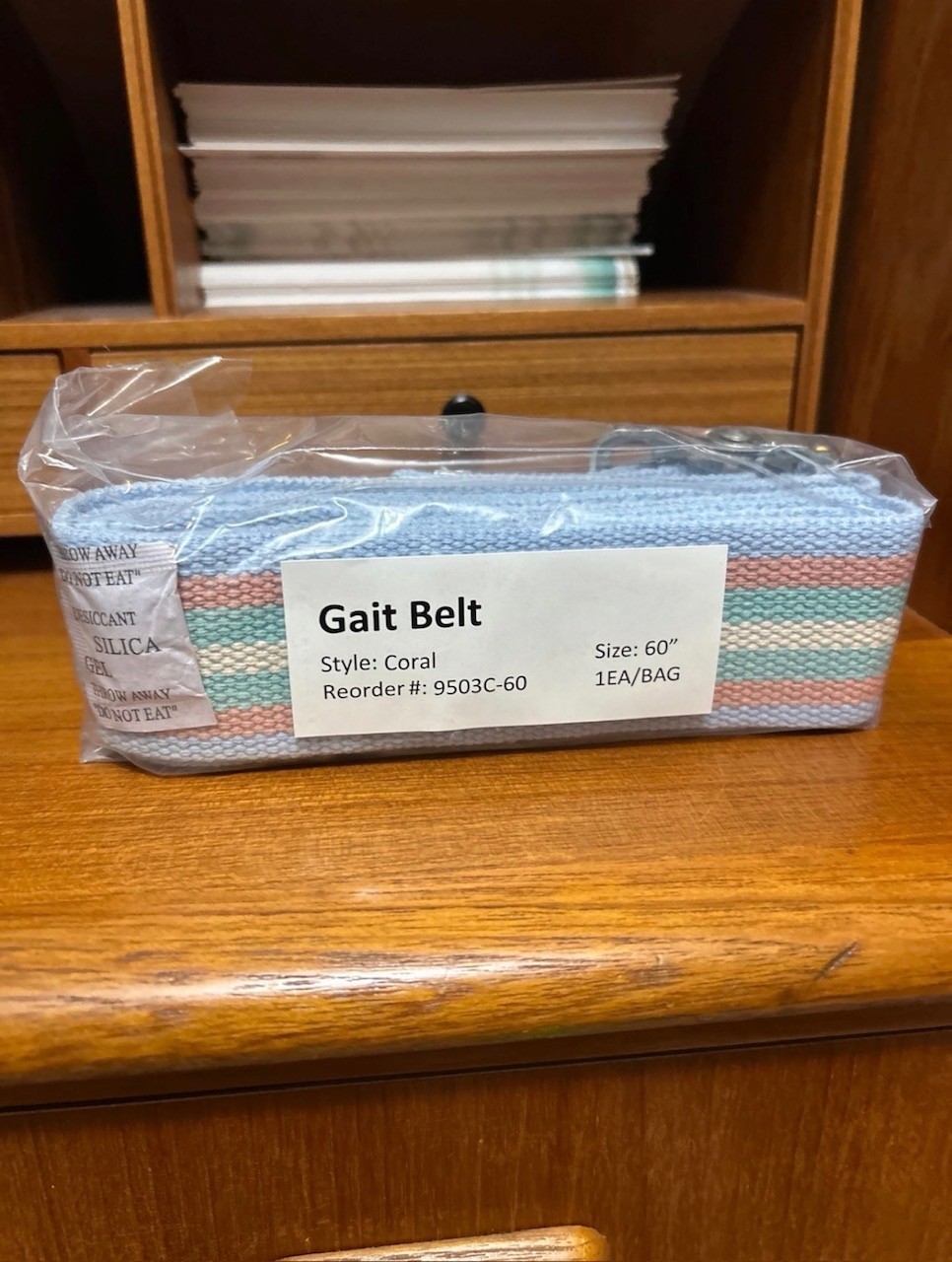 Gait Belt and Transfer/Walking Assist Metal Buckle, Standing Aid, 60″ Long Coral