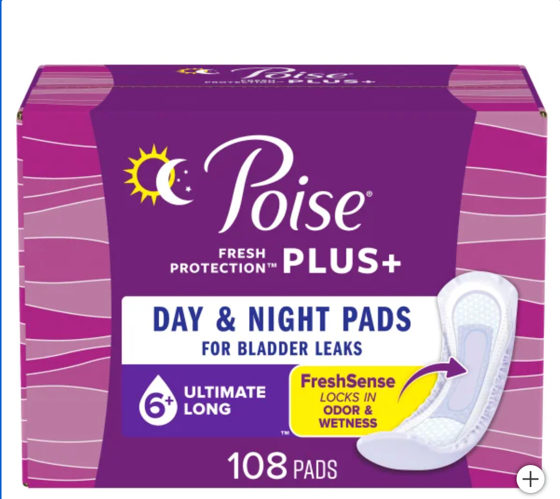 Poise Plus Incontinence Pads, Ultimate Absorbency Long, 108-count *FREE SHIPPING
