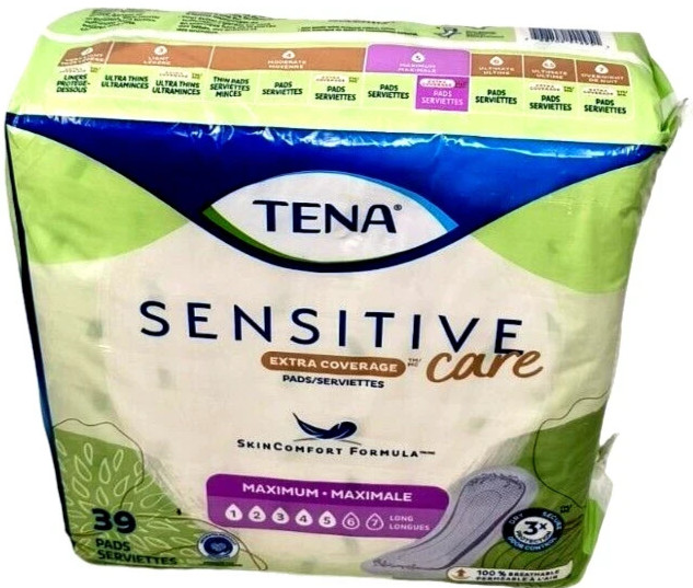 TENA Intimates Maximum Maximale Sensitive Skin Comfort Care x39 Pads NEW 3x Prot