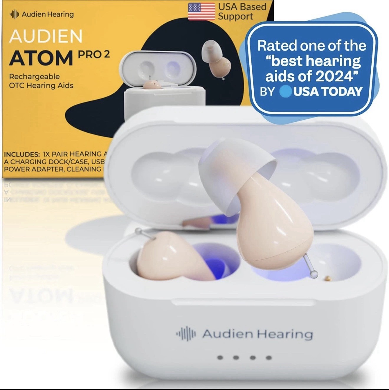 Audien ATOM PRO 2 Wireless Rechargeable OTC Hearing Aid
