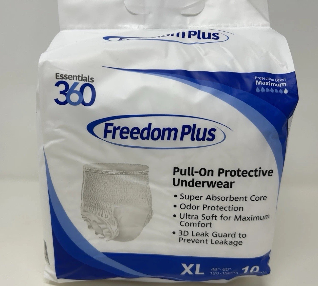 Essentials360 Freedom Plus Pull On Protective Underwear 10pc/per – Size XL New