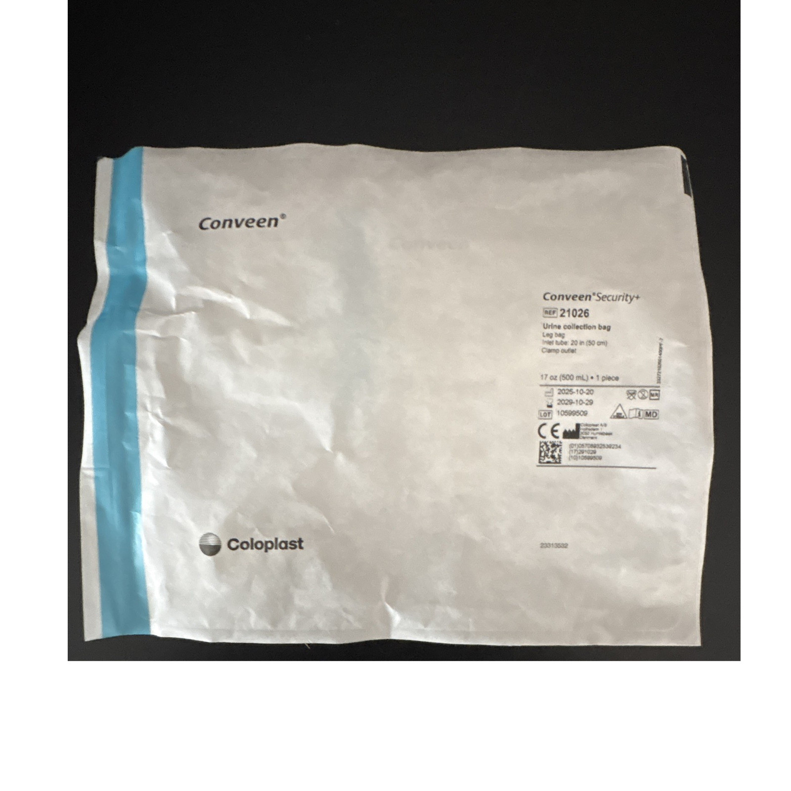 Coloplast Conveen Security Urine Collection Bag 500ml 50cm Tube Clear/White