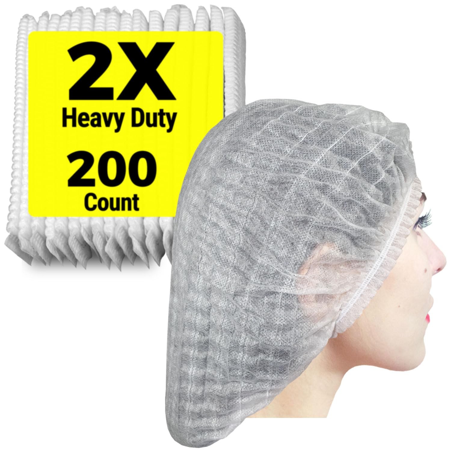 200 Count 2X Heavy Duty White Hair Nets For Food Service Workers, 21″, Dispos…