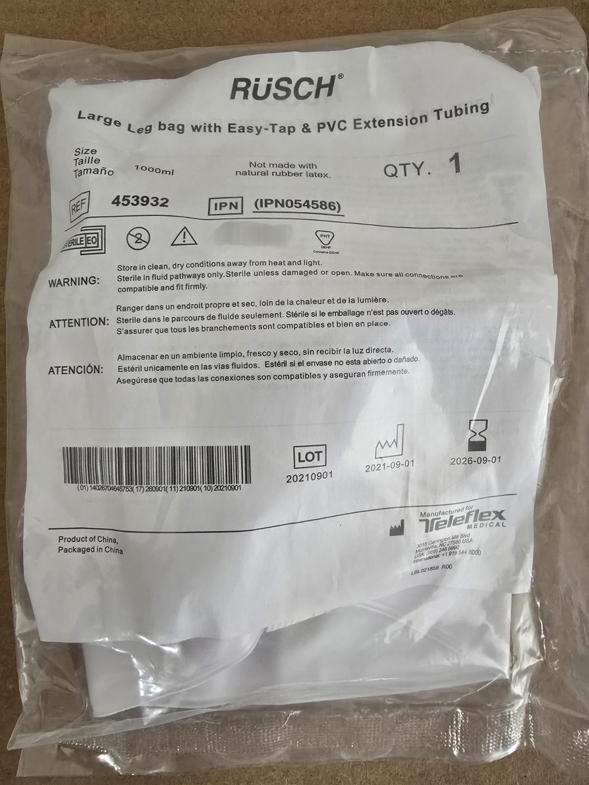 Urinary Incontinence 1 Week Kit, 7-Condom 29mm Catheters & 1L Leg Bag