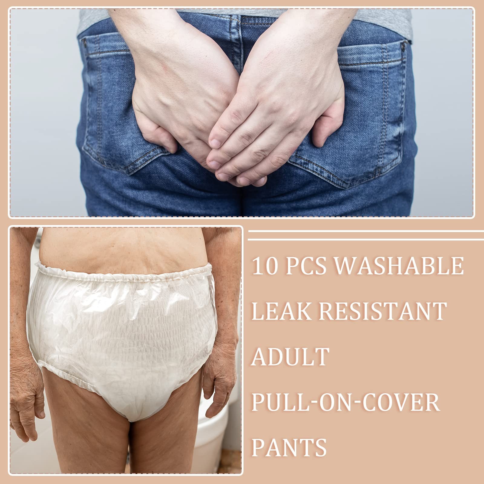 10 Pcs Waterproof Incontinence Underpants Plastic Pants Incontinence Leak Pro…