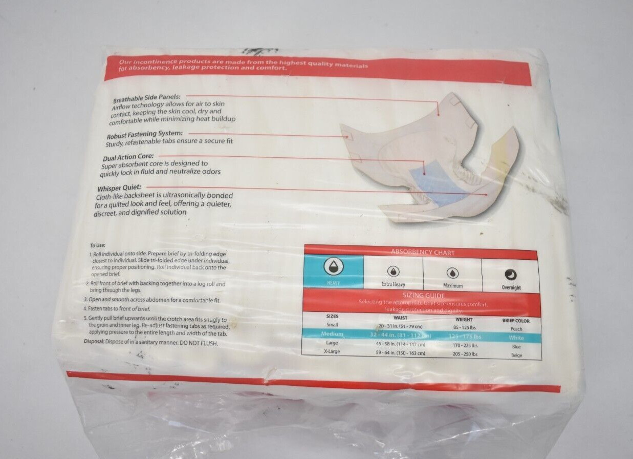 Cardinal Health Adult Briefs Wings Plus Heavy Absorbency Medium Size 12 Pack