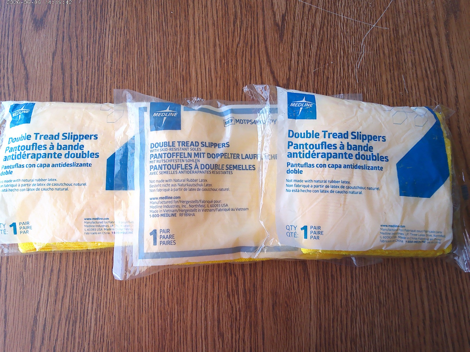 lot of 2 Double Tread Slippers Grip Socks MEDLINE Yellow Size XXL Sealed Unisex