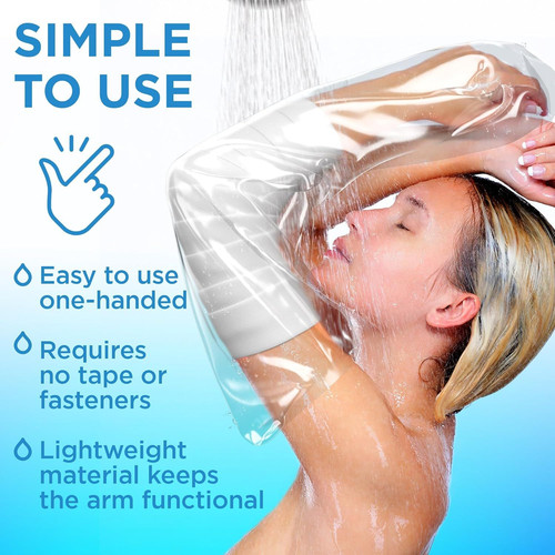100% Waterproof Cast Covers for Shower Arm Adult – 2 Count (Pack of 1), Clear
