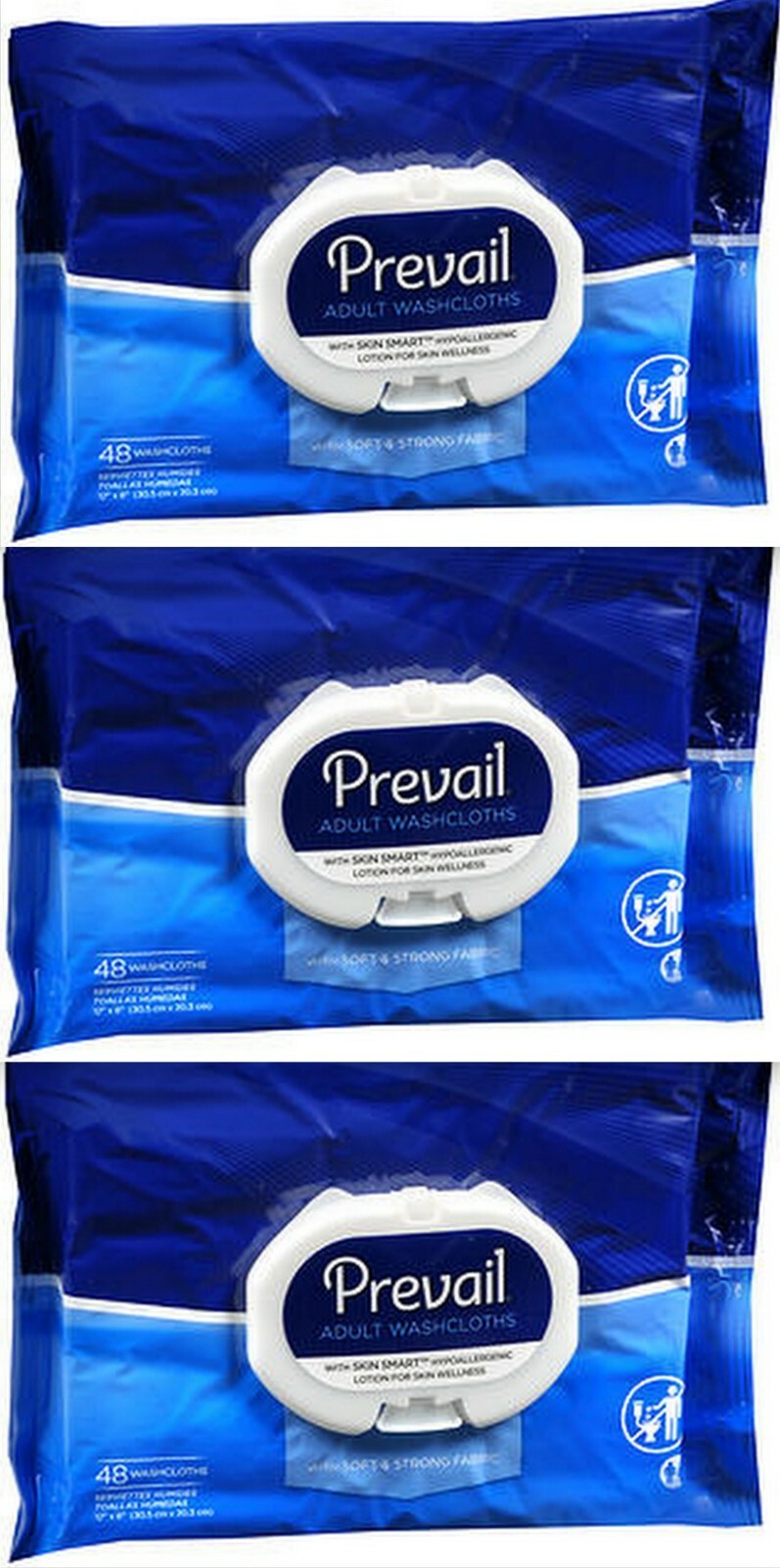 PREVAIL Adult Washcloths 8 x 12 inch 48 ct Softpack ( 3 pack ) 144 total