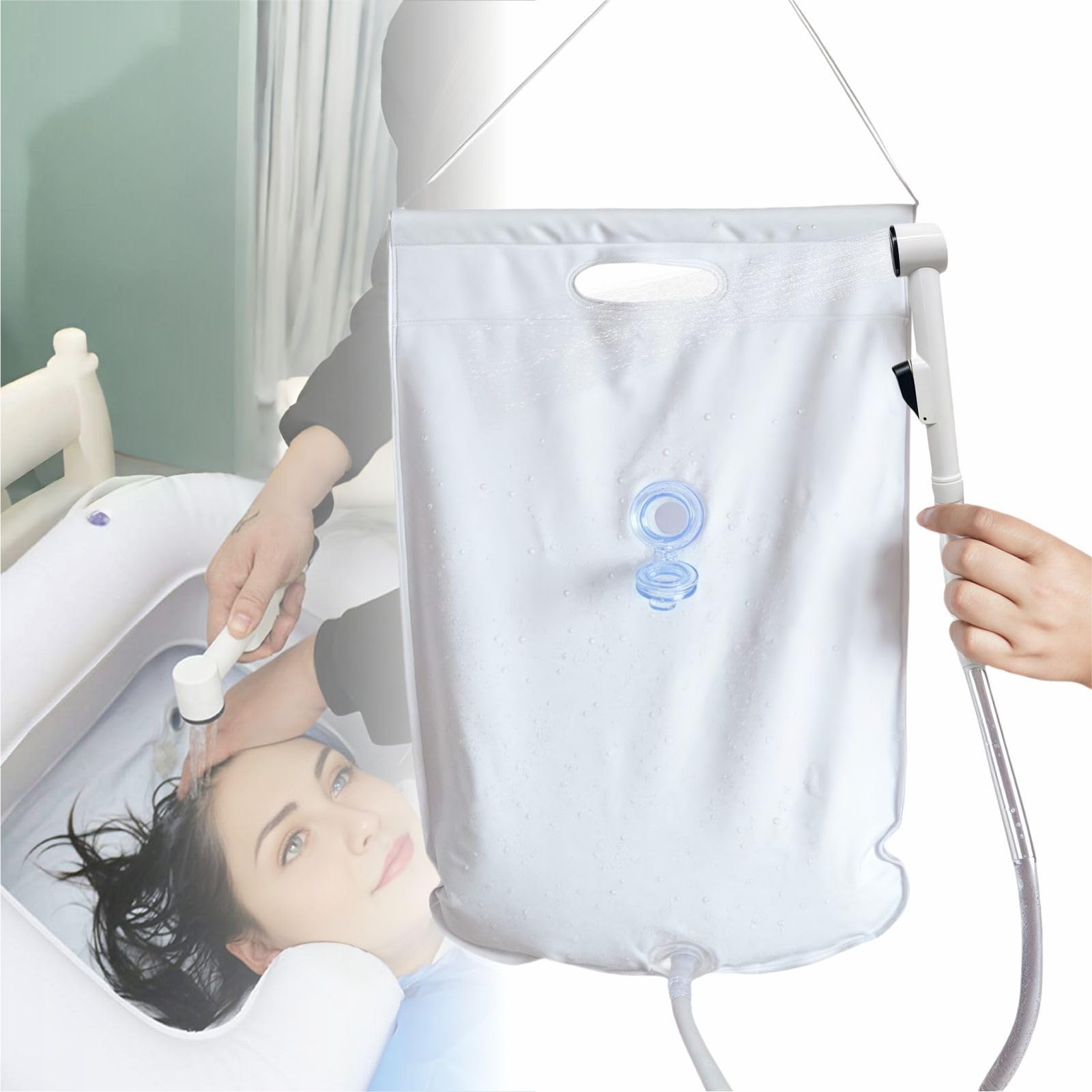 SunMelt Shampoo Sprinkler Water Bag – Portable Hair 55 cm x 55 cm, Blue