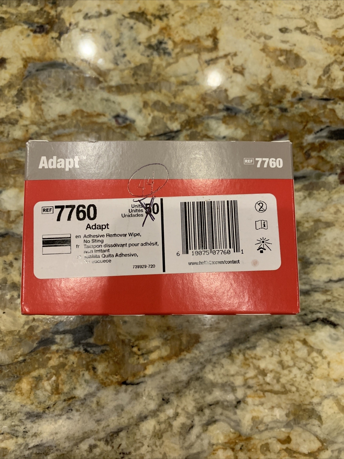 Hollister 7760 Adapt Ostomy Adhesive & Barrier Remover Wipes (OpenBox of 44- new