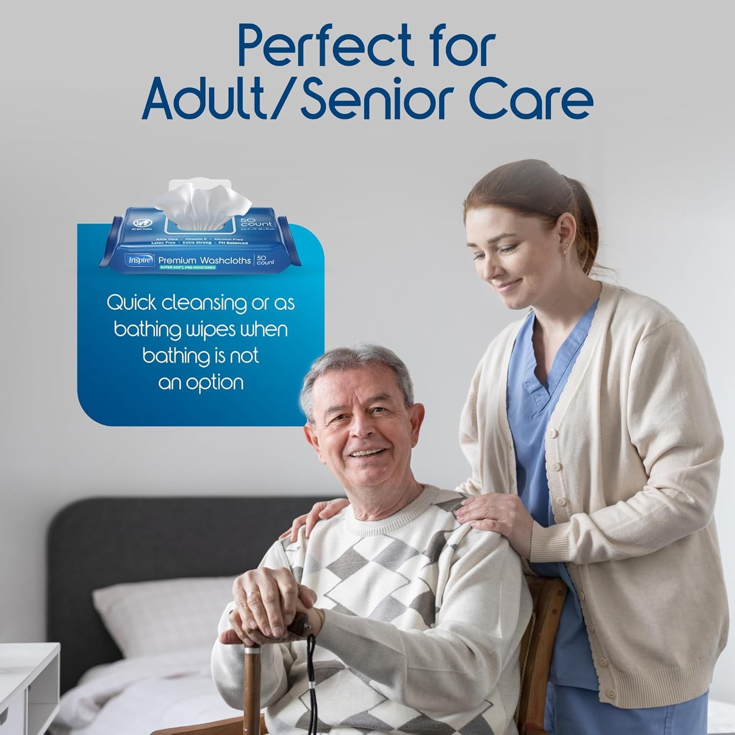 Inspire Adult Wet Wipes, Wash Cloths | Adult Wipes for Incontinence & Cleansing