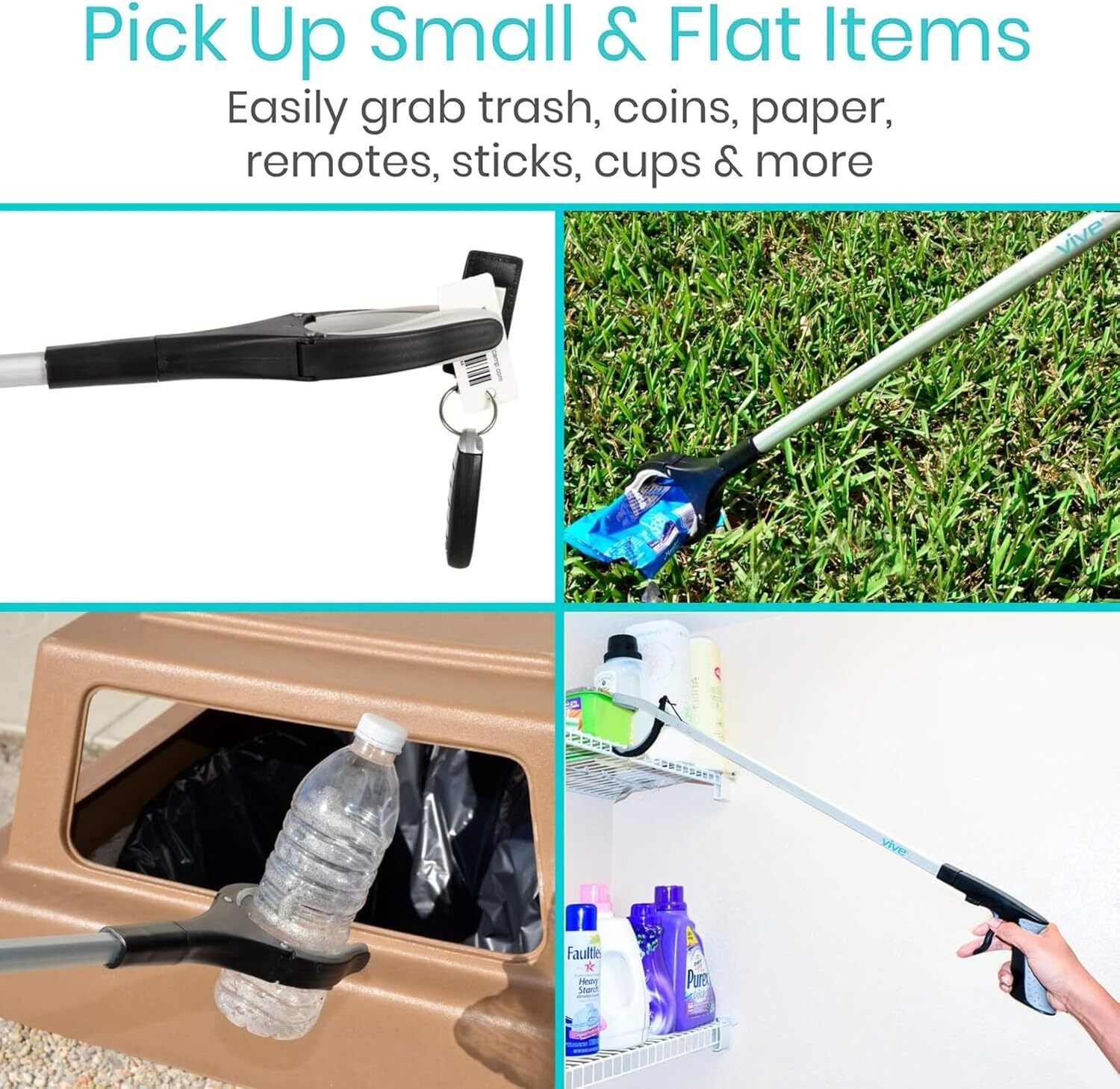 Vive 6 Foot Rotating Reacher Grabber Tool For Extended Reach And Mobility Aid