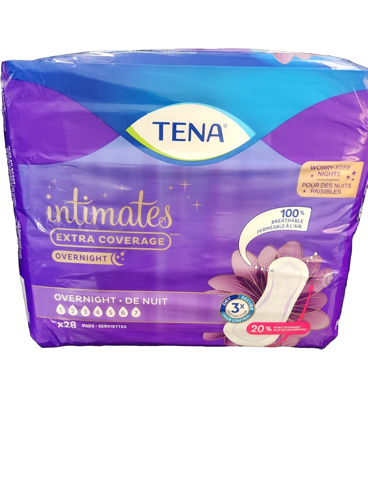 TENA Intimates Extra Coverage Incontinent Pad 16″ Overnight 28 Ct – New In Pack