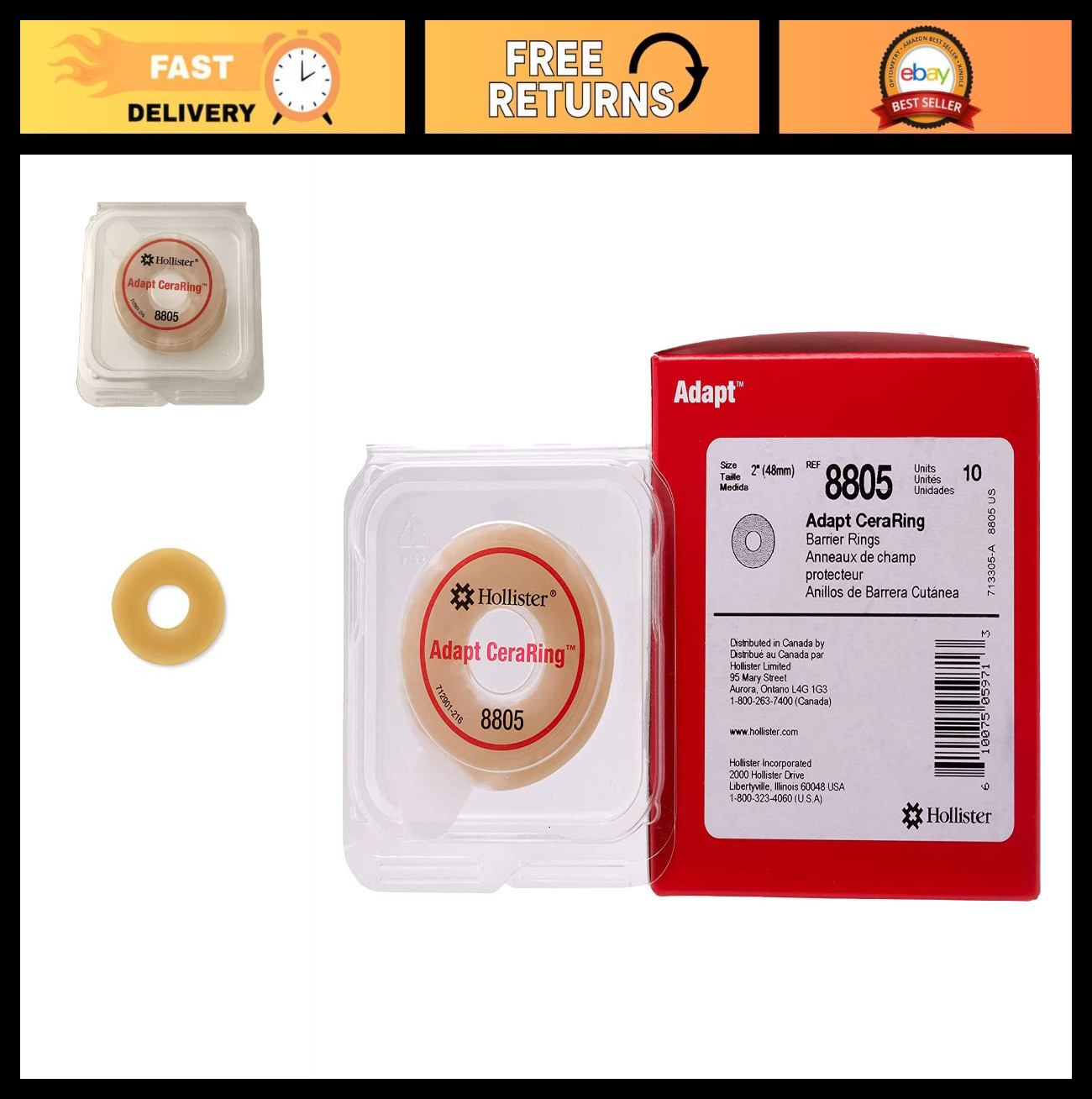 Wide Flat Skin Barrier Rings, 4″ & 2″ Adapt CeraRing, Flexible Comfort Seal
