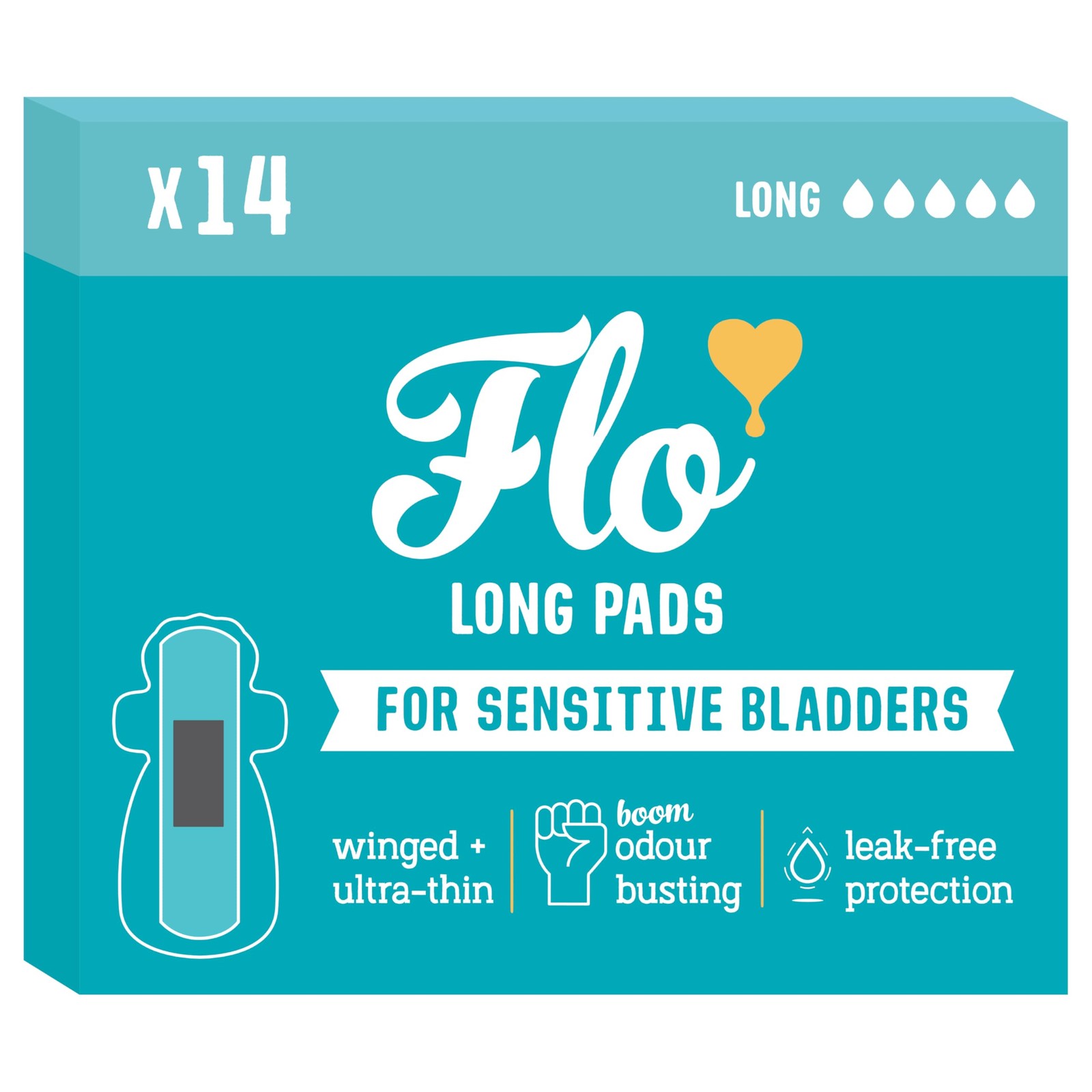 – Sensitive Bladder Long Pads (14 Pack) – Wrapped, Ultra-Thin – Absorbent, So…