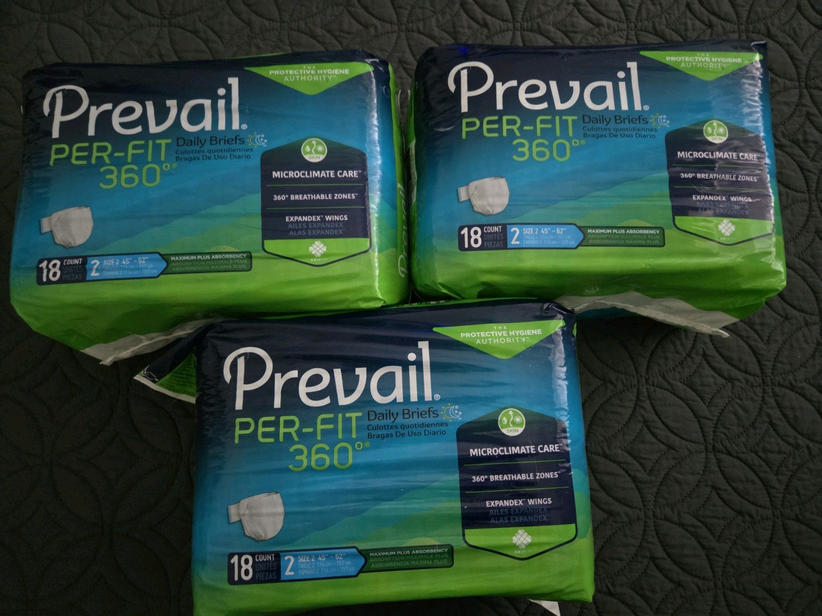 Prevail Per-Fit 360 Daily Briefs Climate Care Maximum Plus 18 Ct Size 2 45-62″..