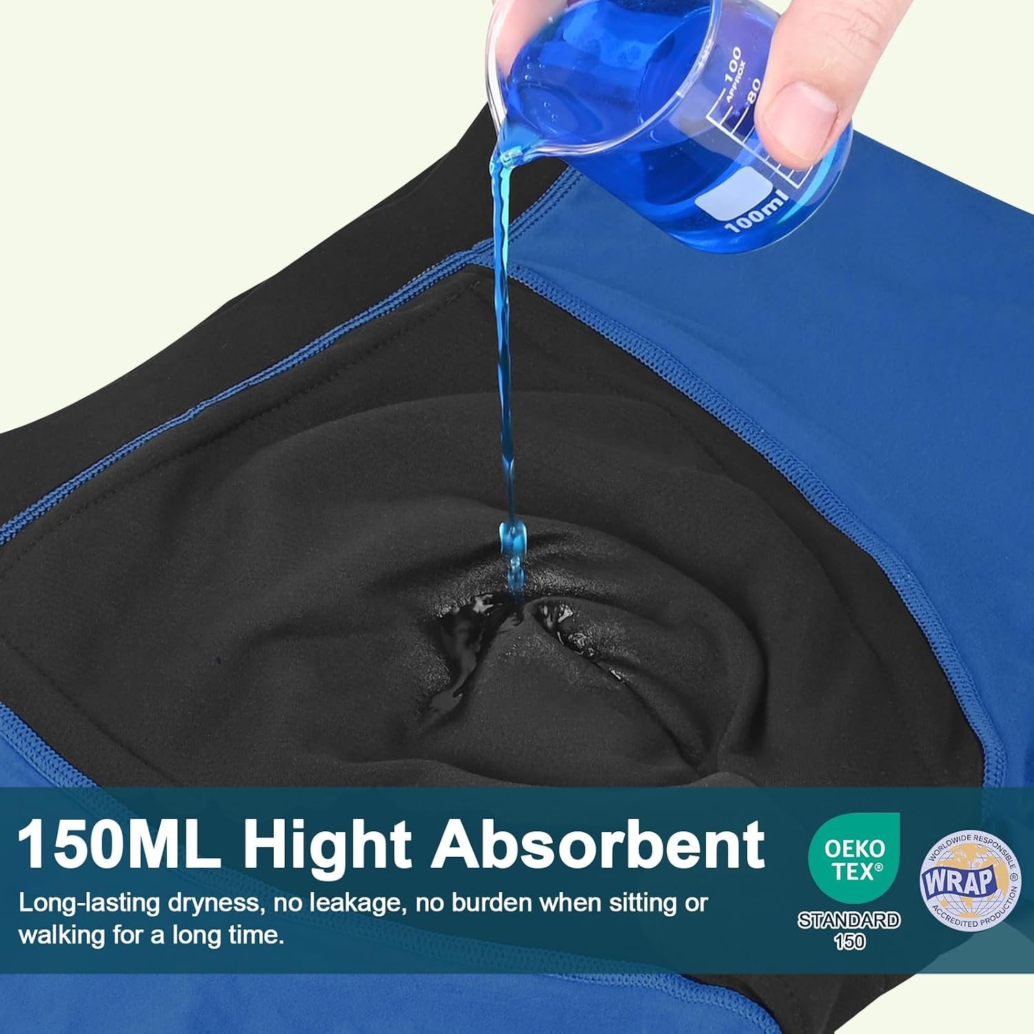 3 pk, LARGE, Incontinence Underwear Men 150ml Ultra Absorbency 5-Layer Leakproof