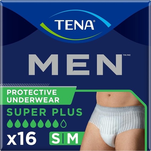 TENA Men Super Plus Incontinence Protective Underwear S/M 16 Count – Pack of 5