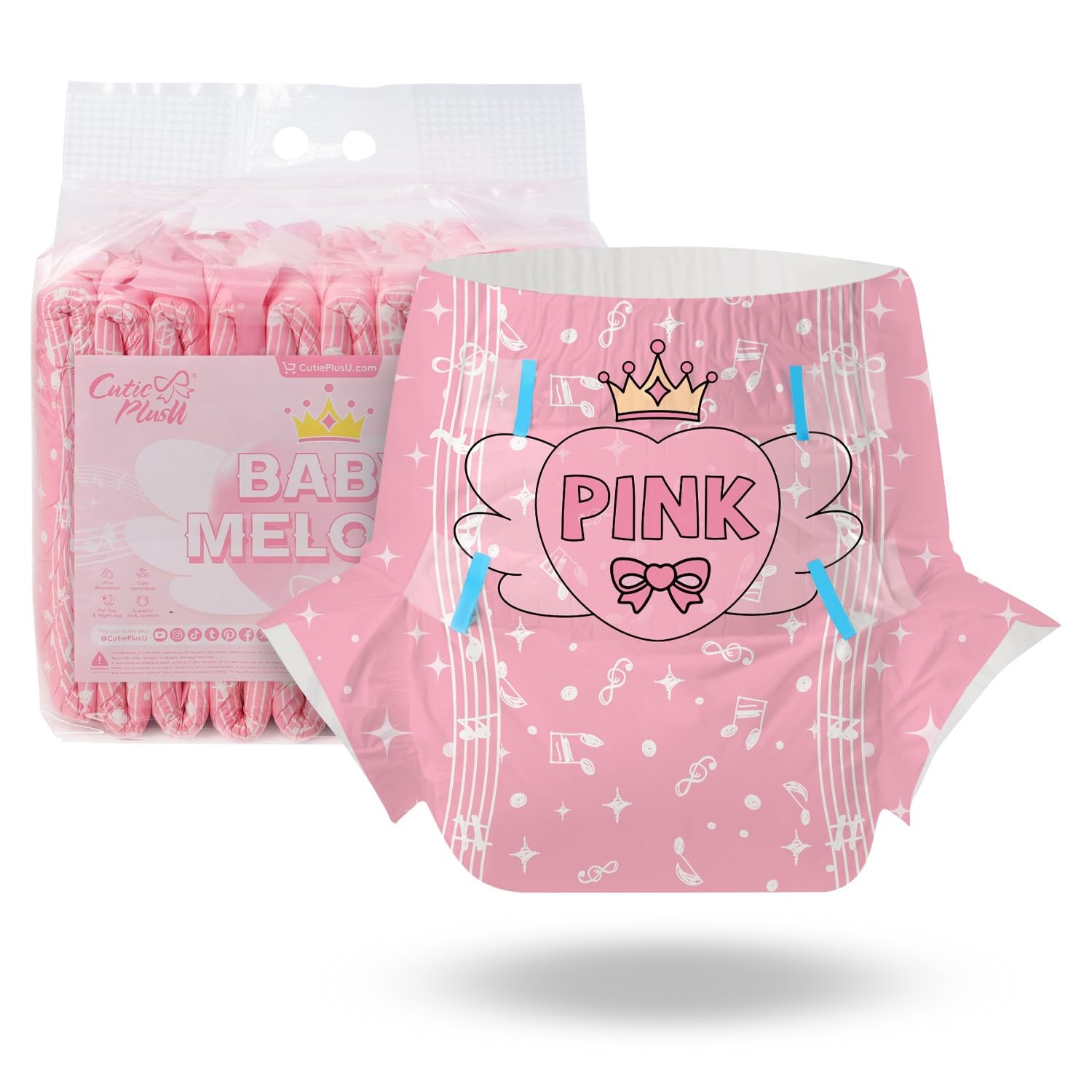 CutiePlusU Adult Diapers 10 Pieces Incontinence Briefs with Tabs for Women an…