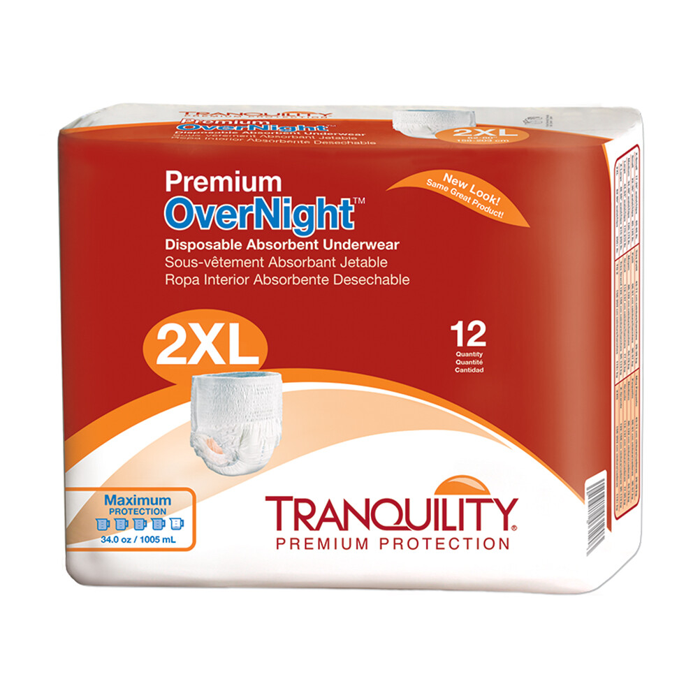Tranquility Premium OverNight Pull On Underwear 2X-Large 62-80in Pack of 12
