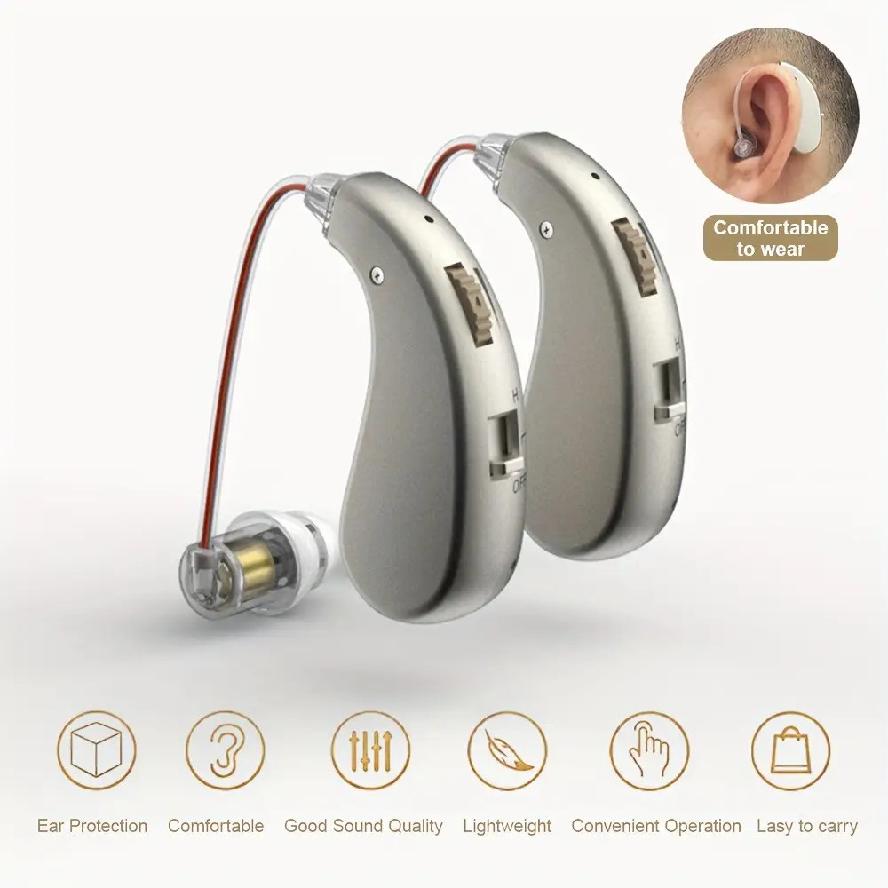 Pair Rechargeable Digital Hearing Aids Invisible BTE Mini Sound Voice Amplifier