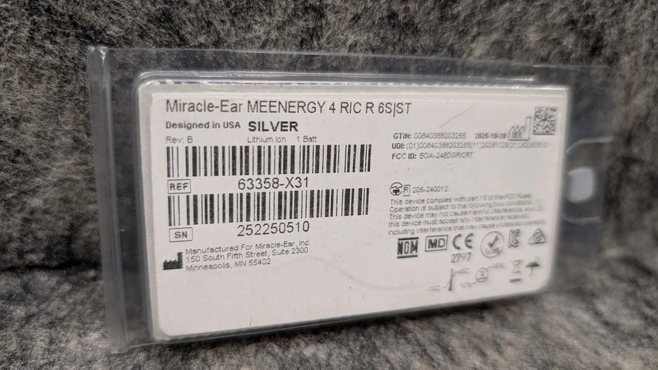 Miracle Ear MEENERGY 4 RIC RIGHT 6S|ST Rechargeable Hearing Aid 🔥NEW🔥
