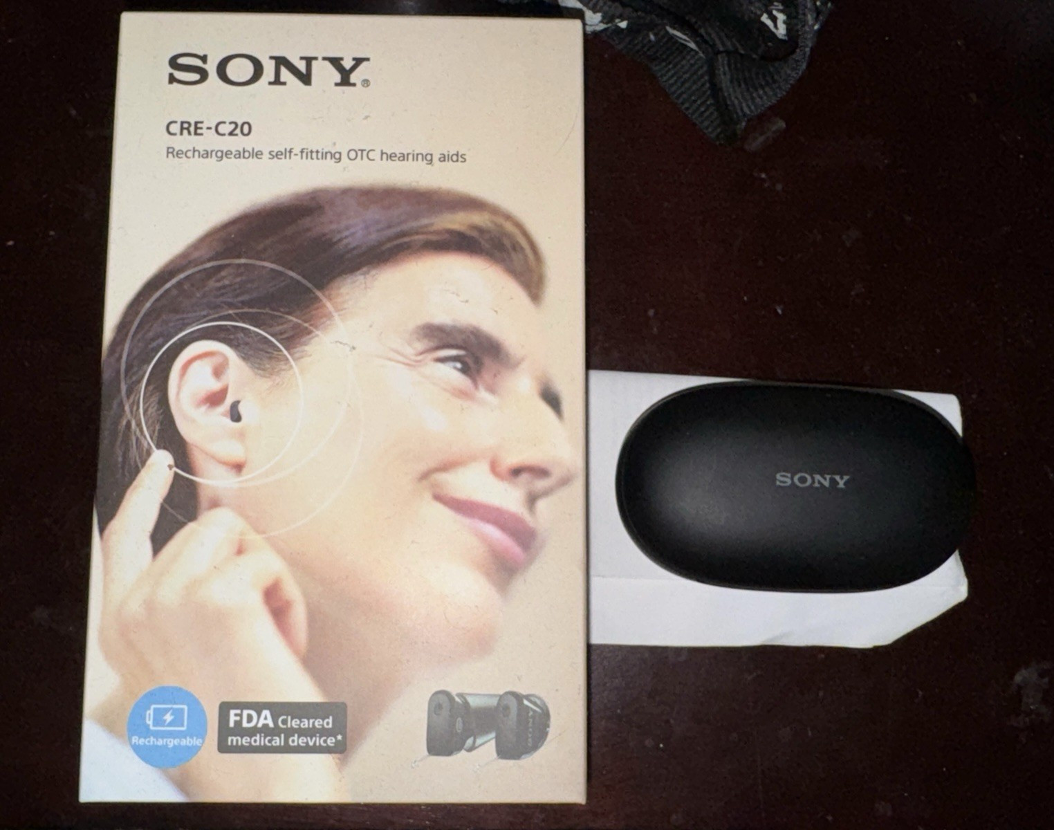 Sony CRE-C20 CIC Rechargeable Hearing Aids for Both Ears w/ Charging Case Black