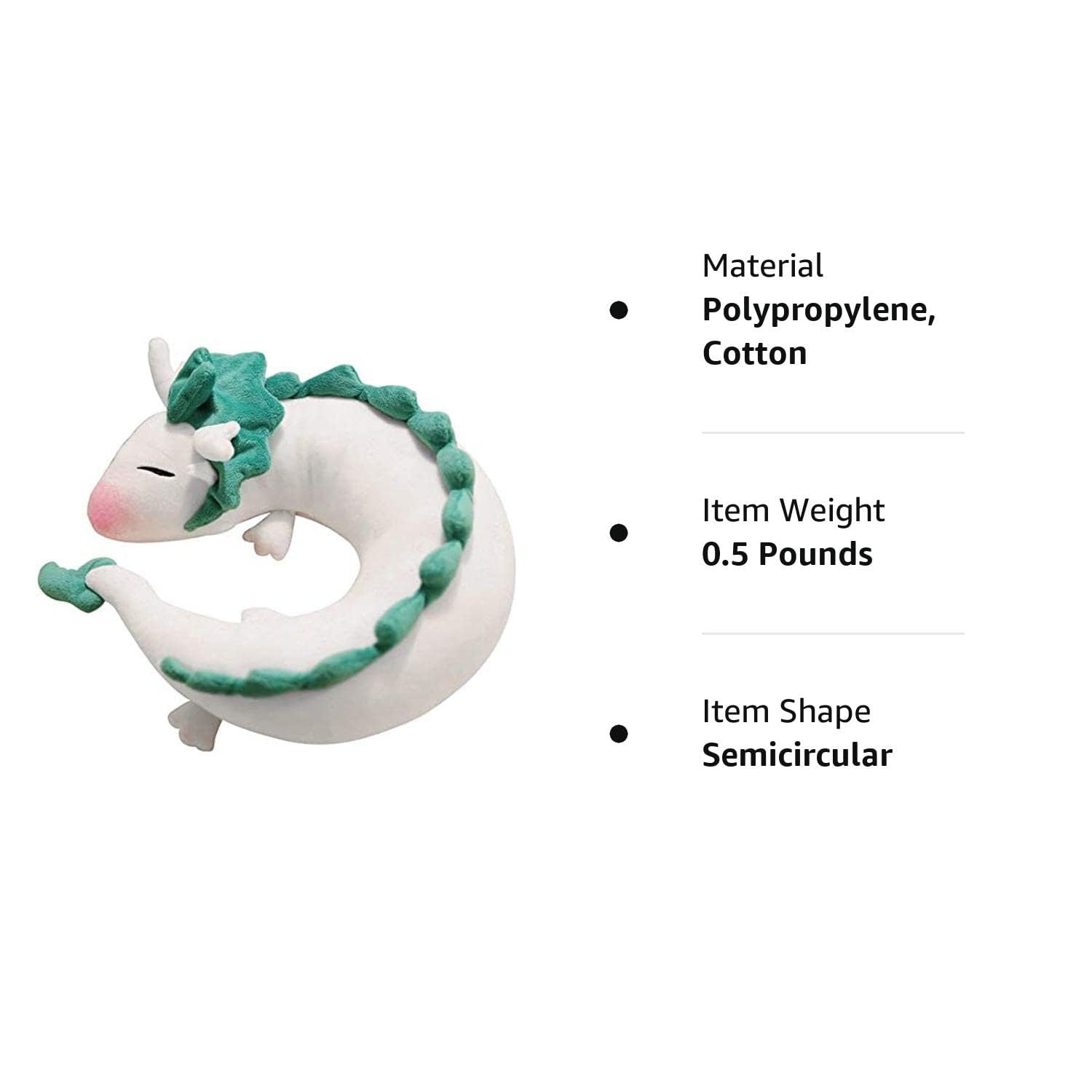 ZFBIRD Dragon Neck Pillow Soft without Sleep Mask, White