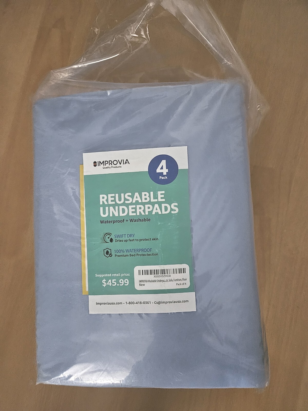 IMPROVIA® Washable Underpads, 34″ x 36″ (Pack of 4) – Heavy Absorbency Reusable