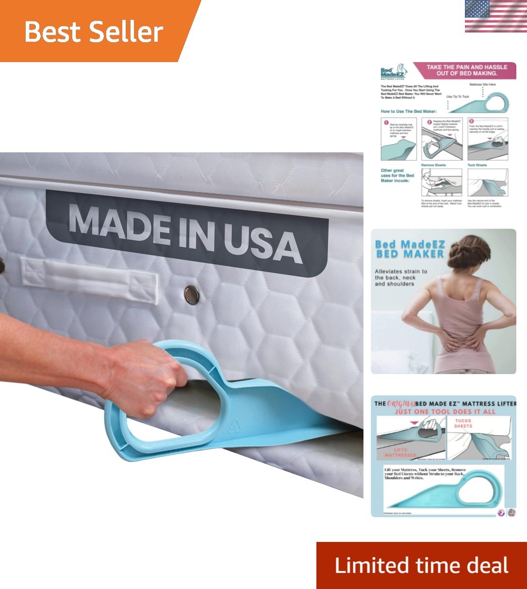Mattress Lifter Bed Maker Tool for Easy Sheet Changing Back-Friendly