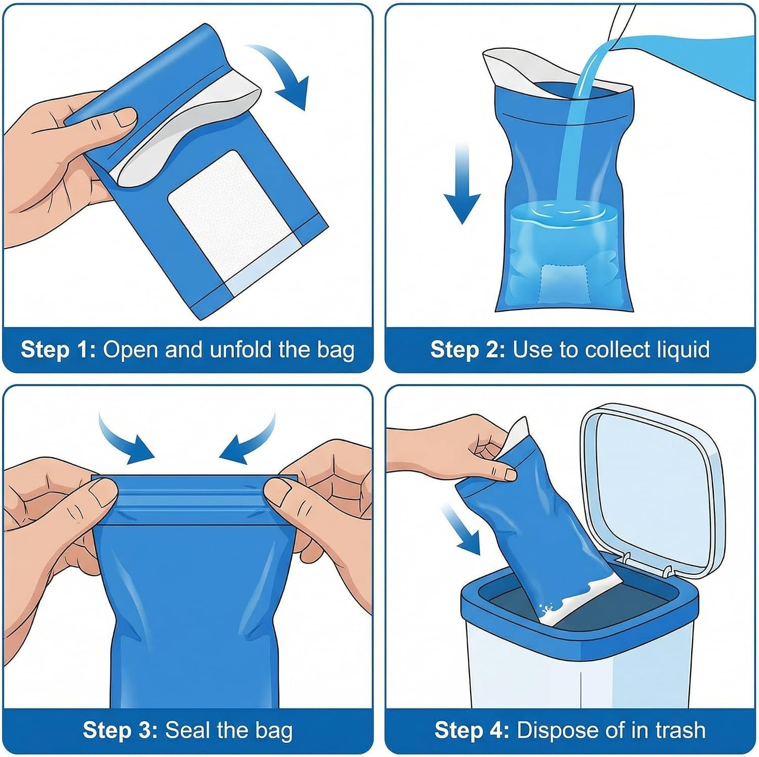 10pcs Disposable Urine Bags, 800ML Portable Emergency Pee Bags for Men Women