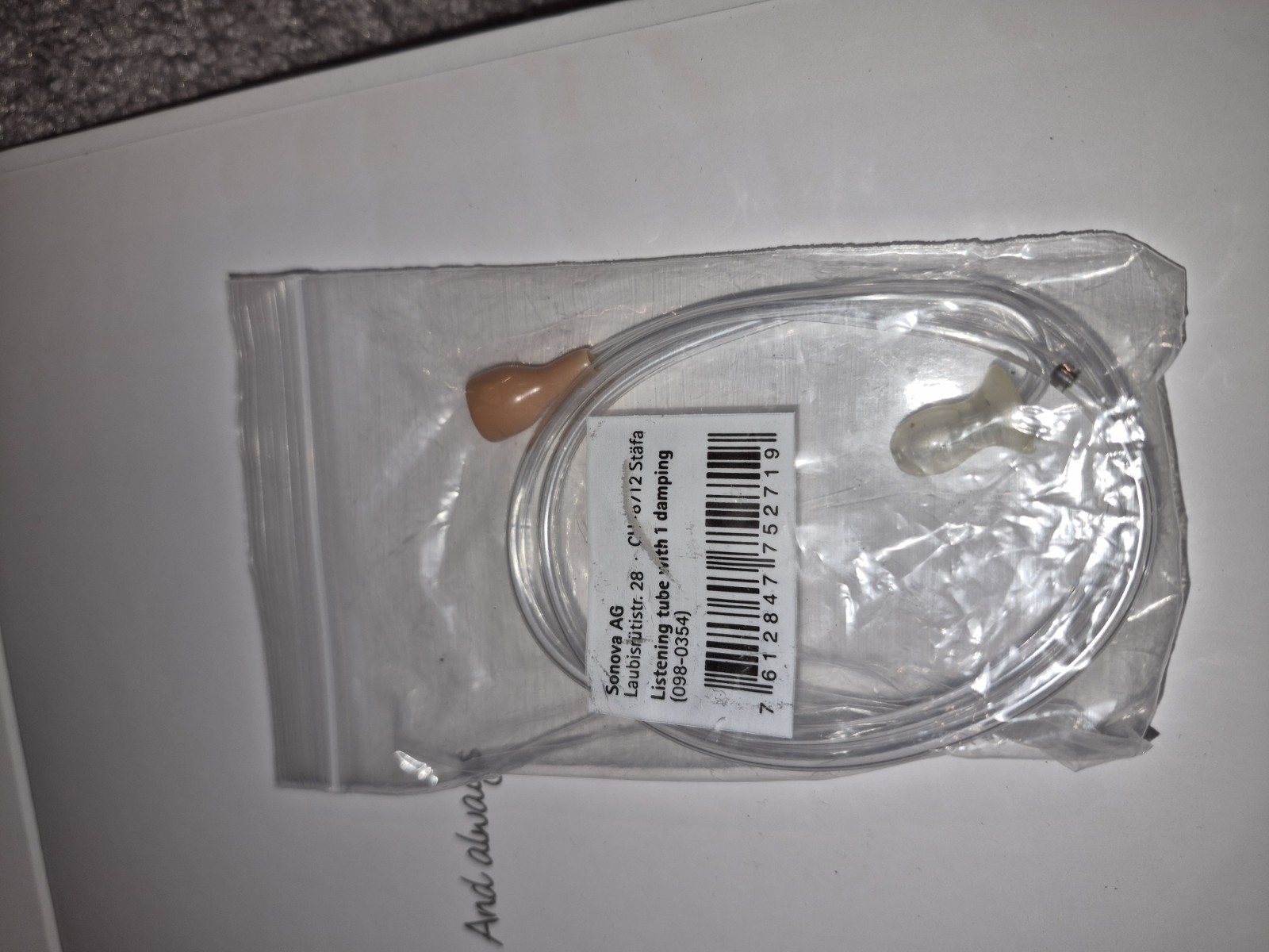 Sonova AG BTE Hearing Aid Listening Tube, Clear, MPN 098-0354