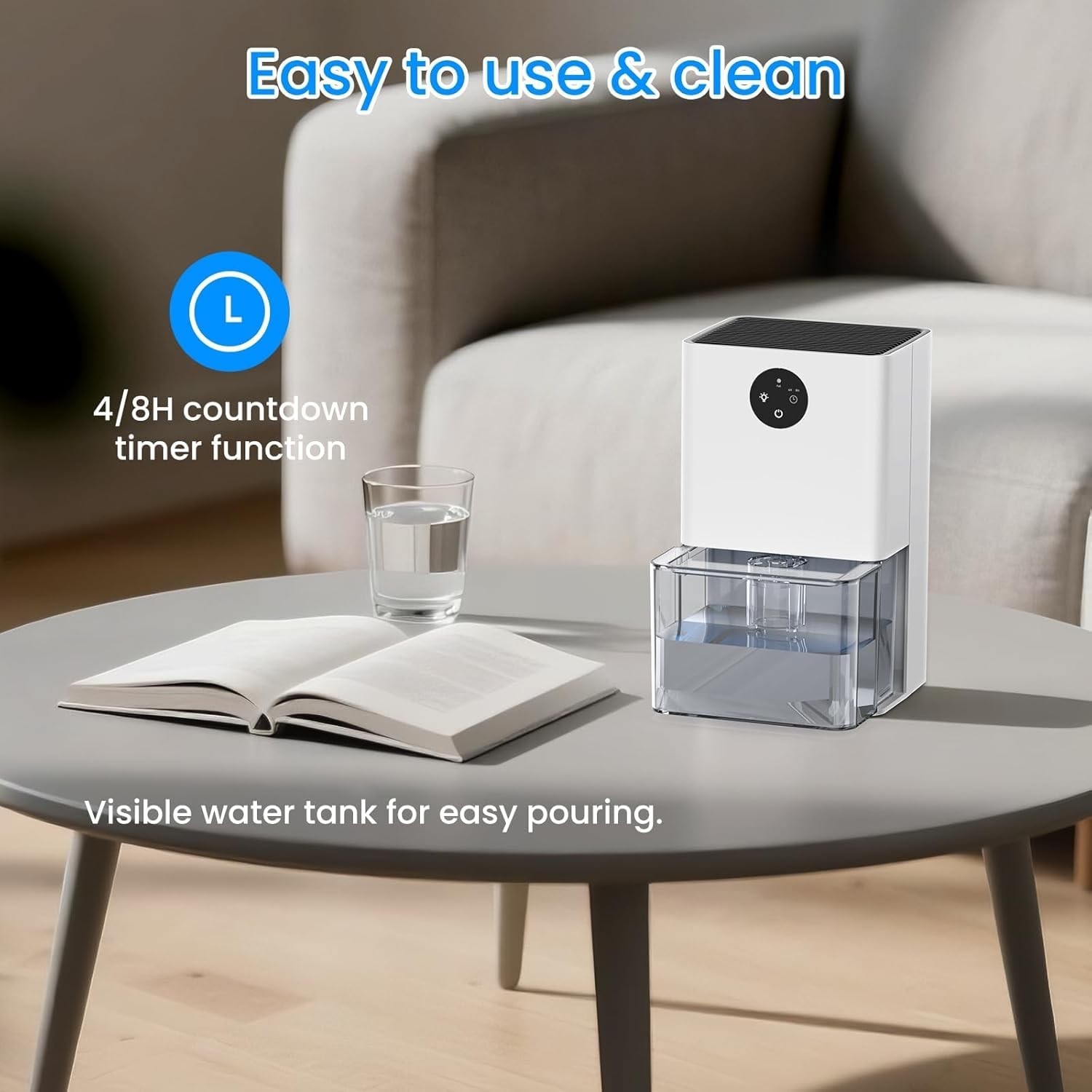 Dehumidifier,1500ML(50 OZ) Small Dehumidifier for Home (300 sq. ft),Quiet wit…