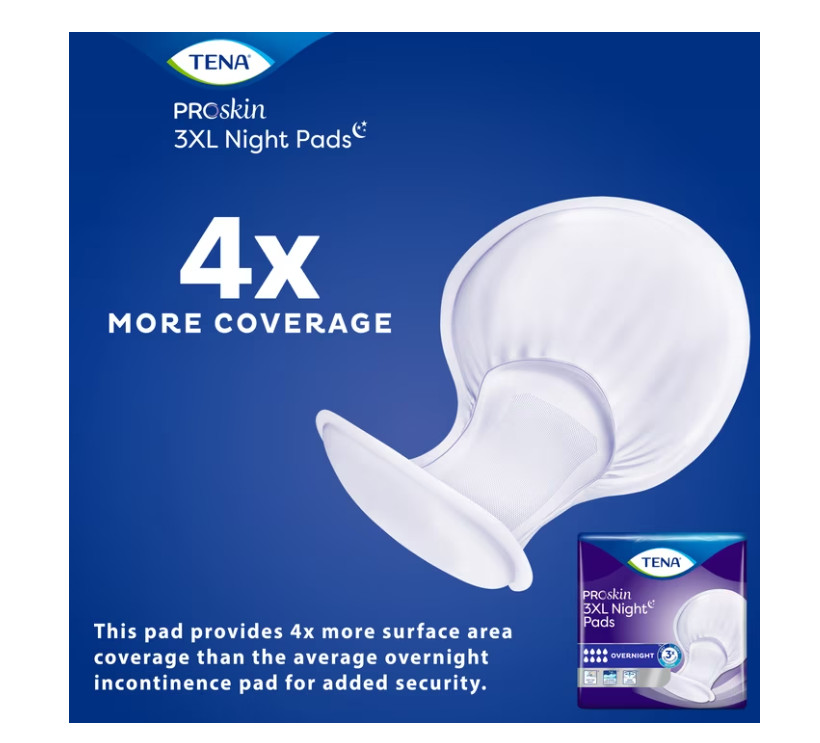 TENA ProSkin 3XL Overnight Incontinence Pads 48 Ct Men Women Maximum Coverage