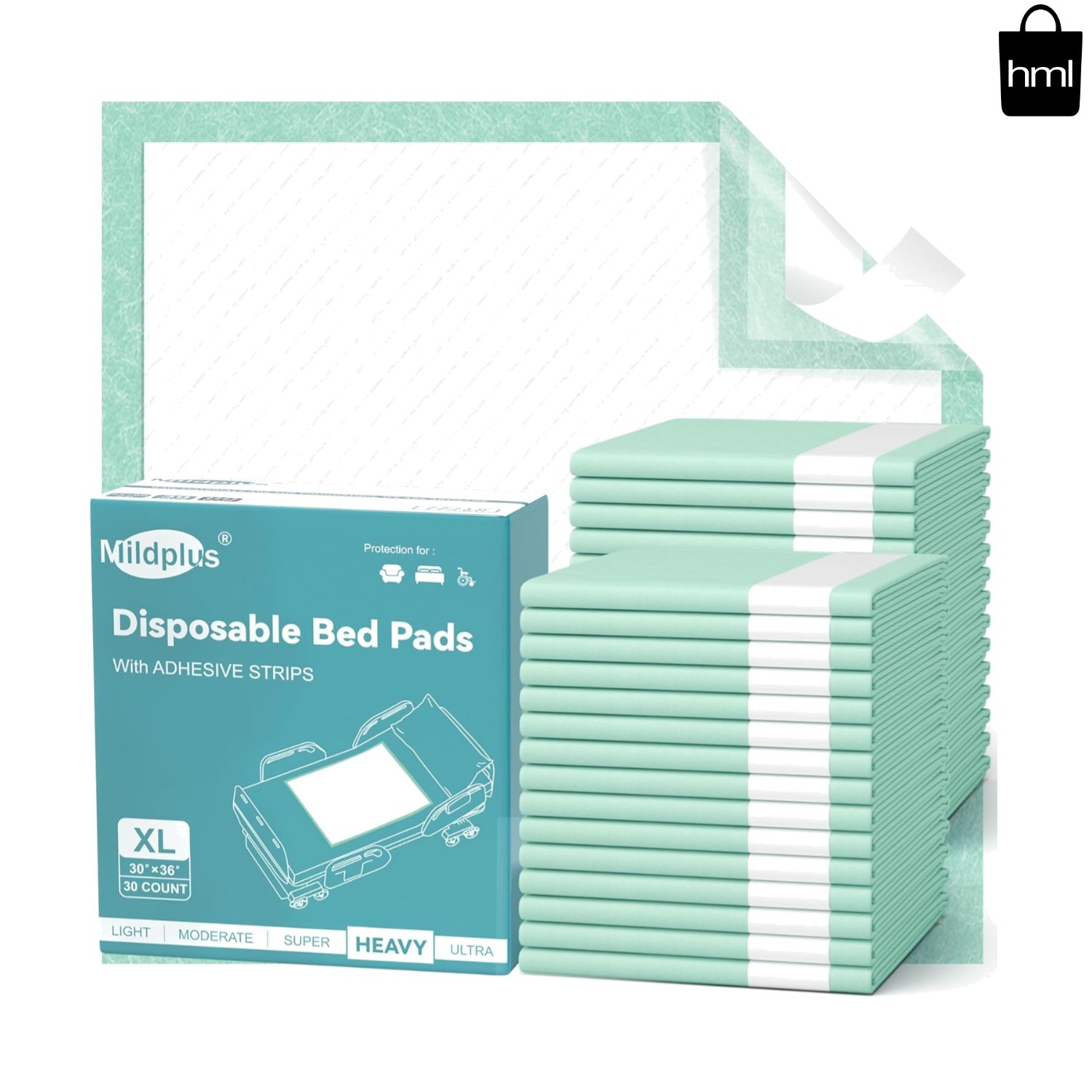Soft Cotton Bed Pads 30”x36” with Adhesive – Comfortable Incontinence Solution