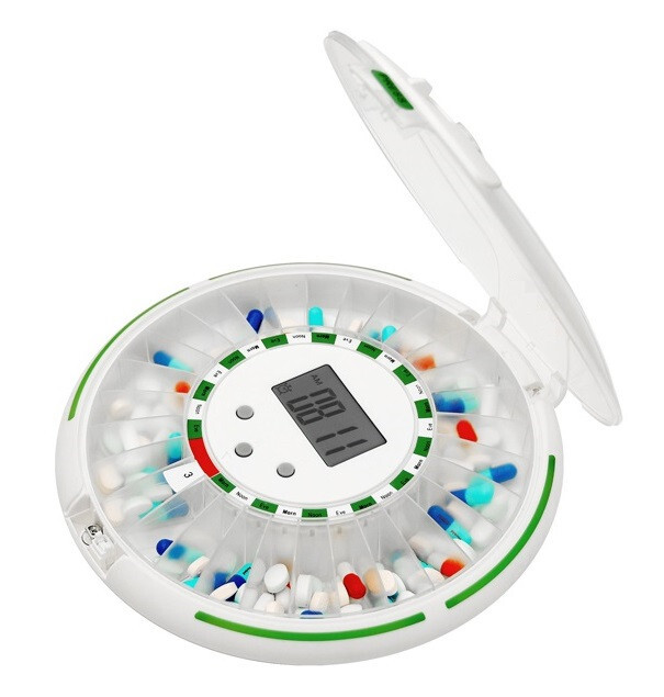 Automatic Medication Dispenser Reminder Flashing Light, Sound, Alarm and Safety